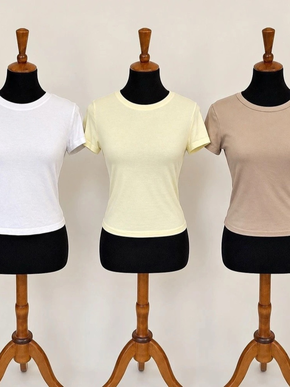 3-Piece Fitted Tee Bundle | White, Pale Yellow & Tan